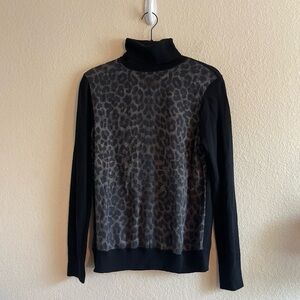 Equipment Femme Silk Wool Leopard Print Turtleneck Sweater Women's Size Small